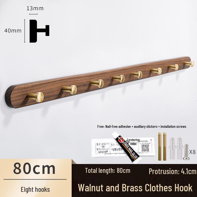 Solid Wood No-Punch Adhesive Coat Rack: Tiered Entryway/Wall/Door Mount Hanger