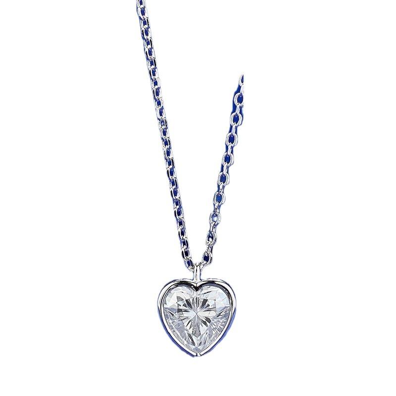 Lulu Tong S925 Silver Heart-Shaped Simulated Diamond Pendant for Women