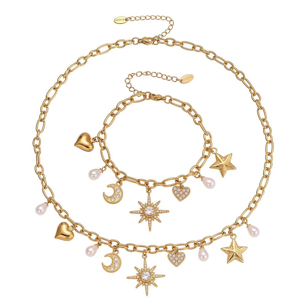 Oumaijia Zircon Star & Pearl DIY Necklace and Bracelet Set