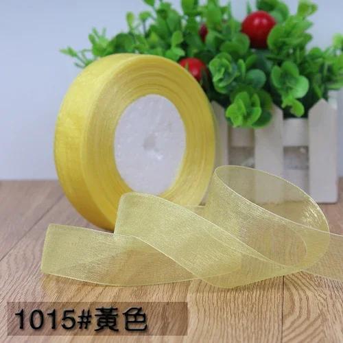 50yards 25mm Organza Chiffon Ribbons Wedding Party Decoration Handmade Ribbon Gift Wrapping Hair Hat Bows DIY Cloth Accessory