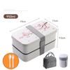 Japanese Cherry Blossom Lunch Box with Tableware Microwave Bento Boxes Soup Cup Portable Student Double-layer Lunch Food Box