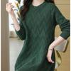 Women's Mid-length Sweater Loose Korean Style Large Size Pullover Outer Wear Pure Color Casual Long-sleeved Knitted Shirt