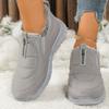Women's Winter Boots Warm Shoes Round Toe Flat Shoes Solid Color Comfortable for Casual Boots