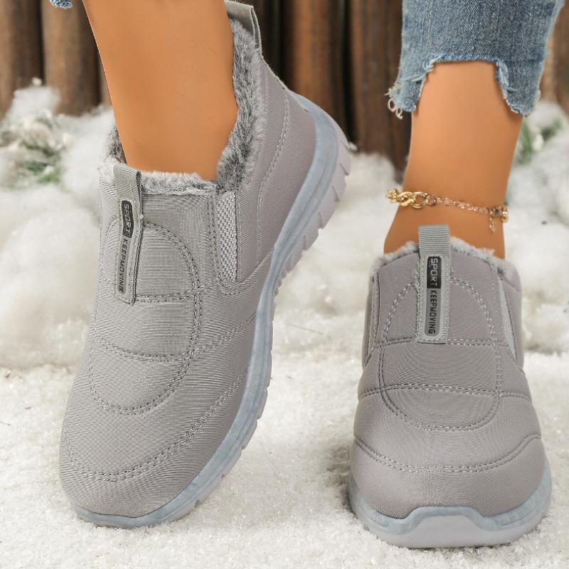 Women's Winter Boots Warm Shoes Round Toe Flat Shoes Solid Color Comfortable for Casual Boots