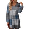 Women's Fashion Floral Print V-Neck Long Sleeve Dress