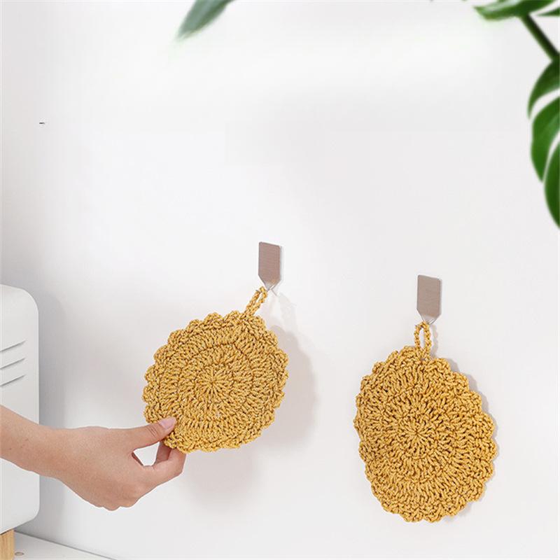 Floral Golden Thread Non-Stick Dish Cloth | Korean-Style Scrubber & Hand-Crocheted Coaster