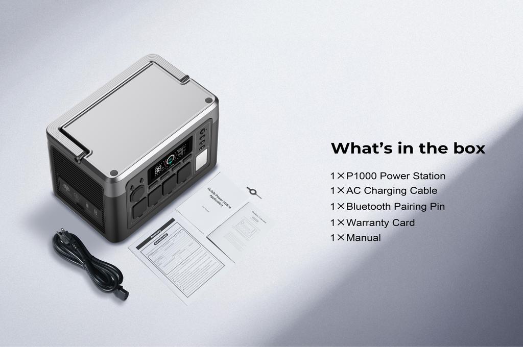 OUKITEL P1000E PLUS 1800W Tragbare Powerstation, 1024Wh Solargenerator mit LiFePO4-Akku, Schnellladung, Intelligente App-Steuerung für den Außenbereich
