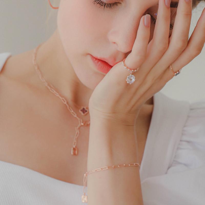 J.Lauren Labrador Silver Rose Gold Gemstone Bracelet B0937