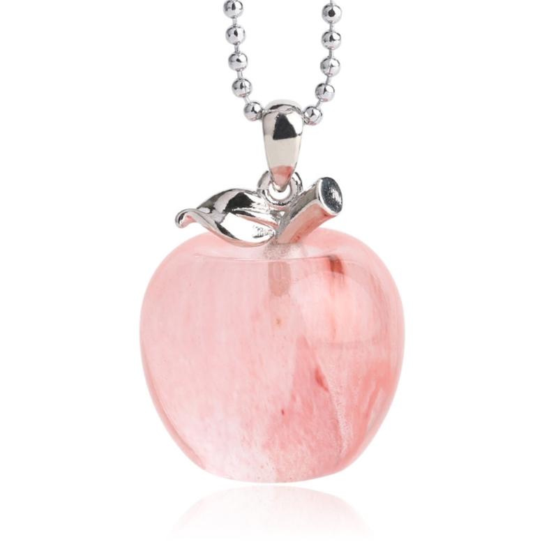Fashionable Natural Stone Pendant Necklace Elegant Apples Pendant Necklace Suitable for Fashion Enthusiasts Present