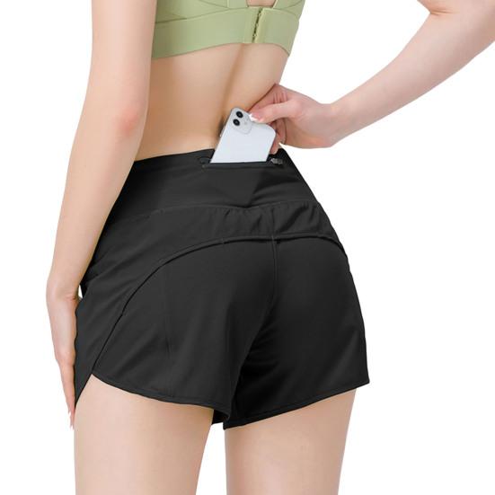 Women Shorts Breathable Quick Dry Tummy Control Sweat-absorbent with Zipper Pocket Fitness Workout Solid Color Summer Women Workout Training Shorts