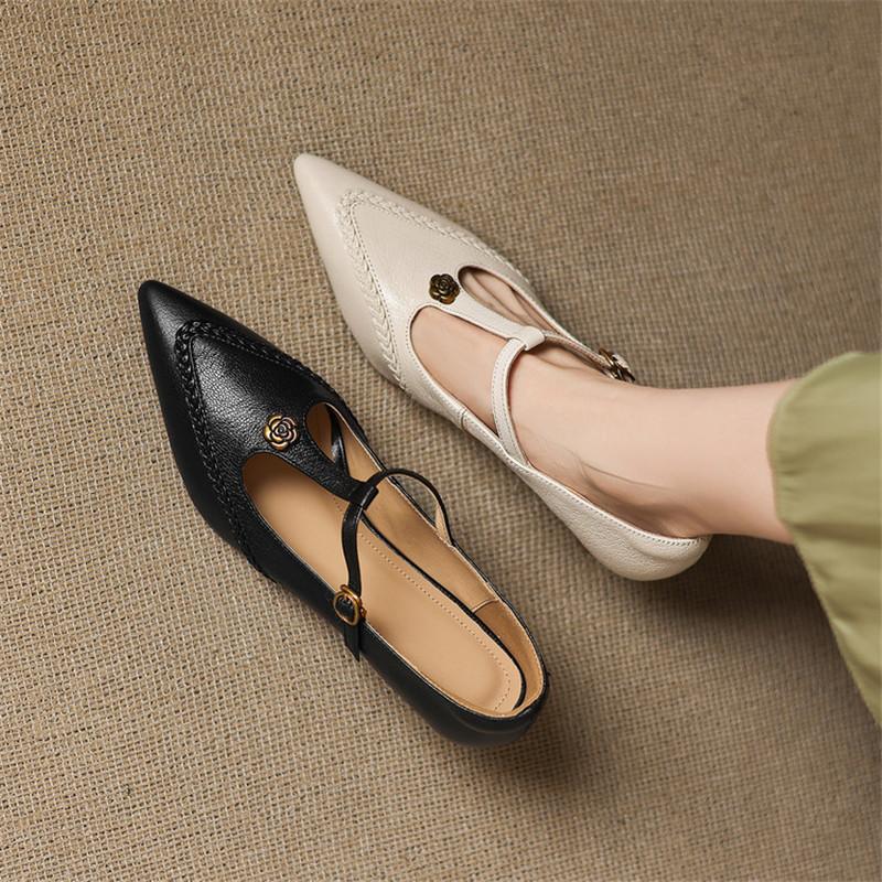 Fashion New Spring/summer Genuine Leather Women Shoes Pointed Toe Shoes for Women Fashion Retro Mary Jane Shoes High Heels Women Pumps