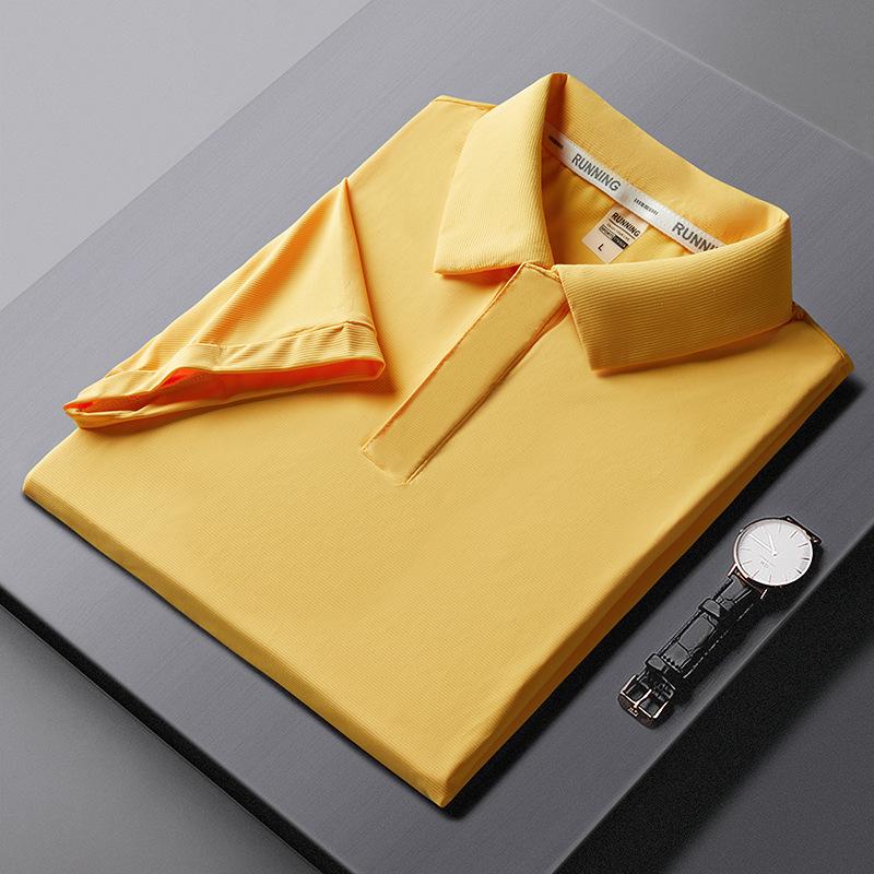 

Летняя тонкая рубашка поло из ледяного шелка. Универсальная повседневная однотонная футболка с коротким рукавом. XXXXXL