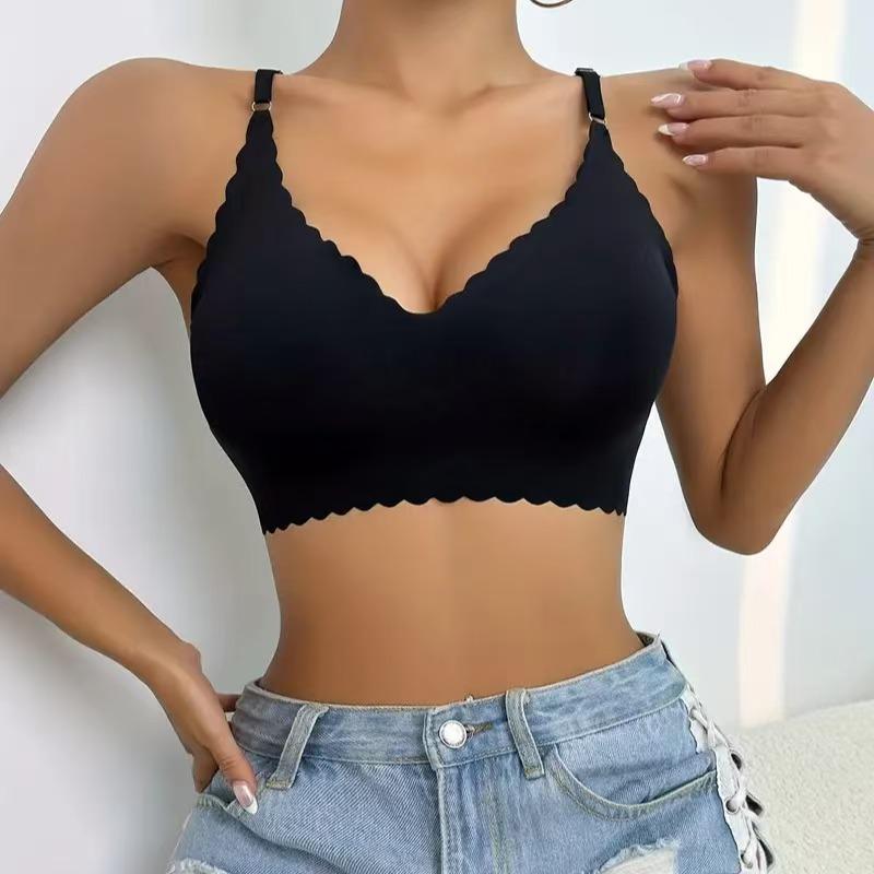 Sexy Seamless Ice Silk Bra Solid Color Ultra-thin Nude No-wire Bra Women's Sports Comfortable Underwear