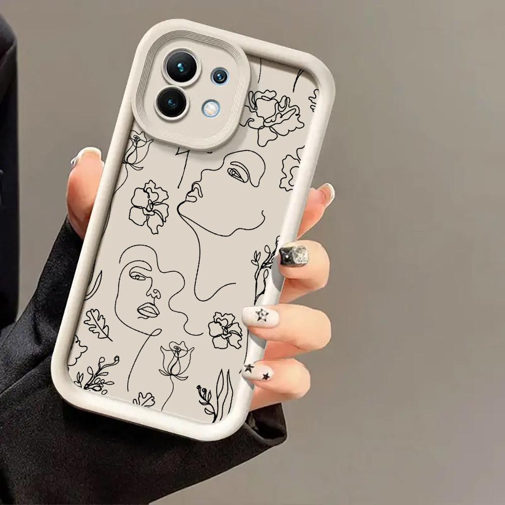 Women Line Art Face Girl Phone Case for Xiaomi Mi 14T 15T 17T Pro 15 Ultra Poco M7 M8 F8 F7 X6 X7 X8 17 Pro Max Shockproof Cover