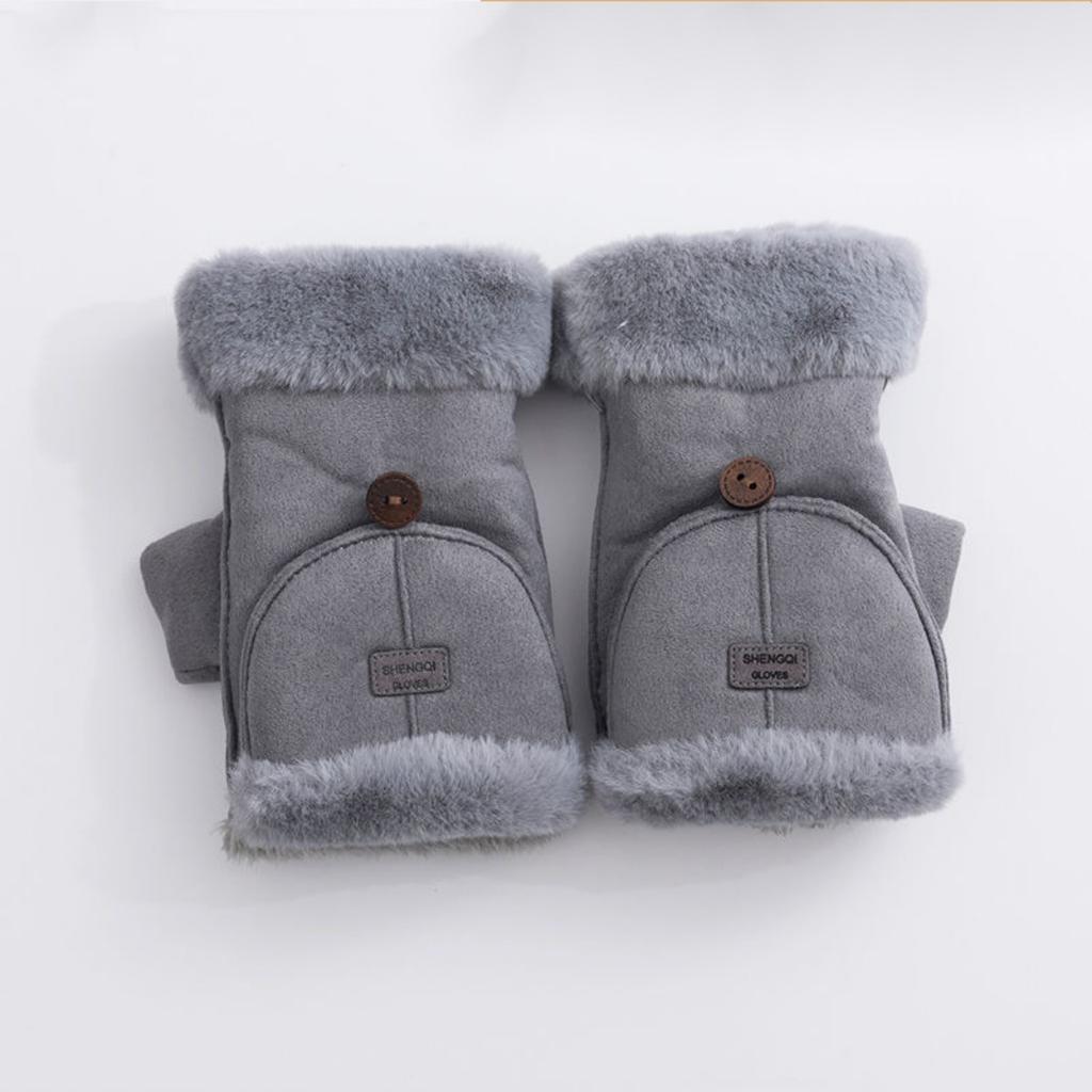 Cycling Gloves, Women's, Warm, Velvet, Thick, Flip, Half Finger Gloves
