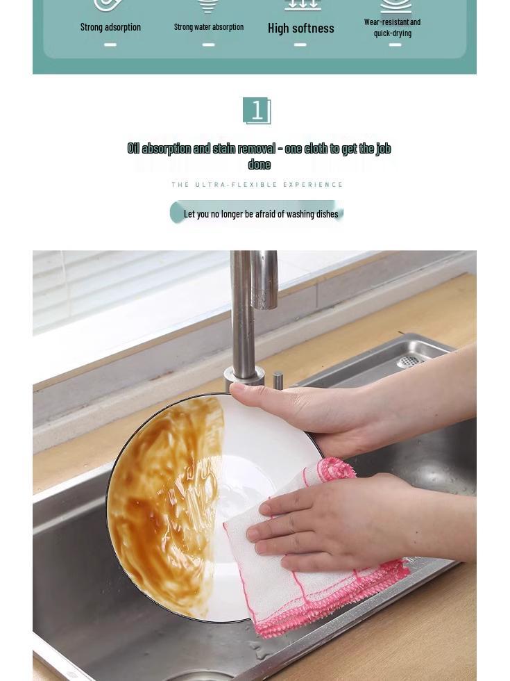 Non-Stick Oil Dishcloth: Absorbent, Lint-Free Linen Kitchen Towel for Easy Cleaning