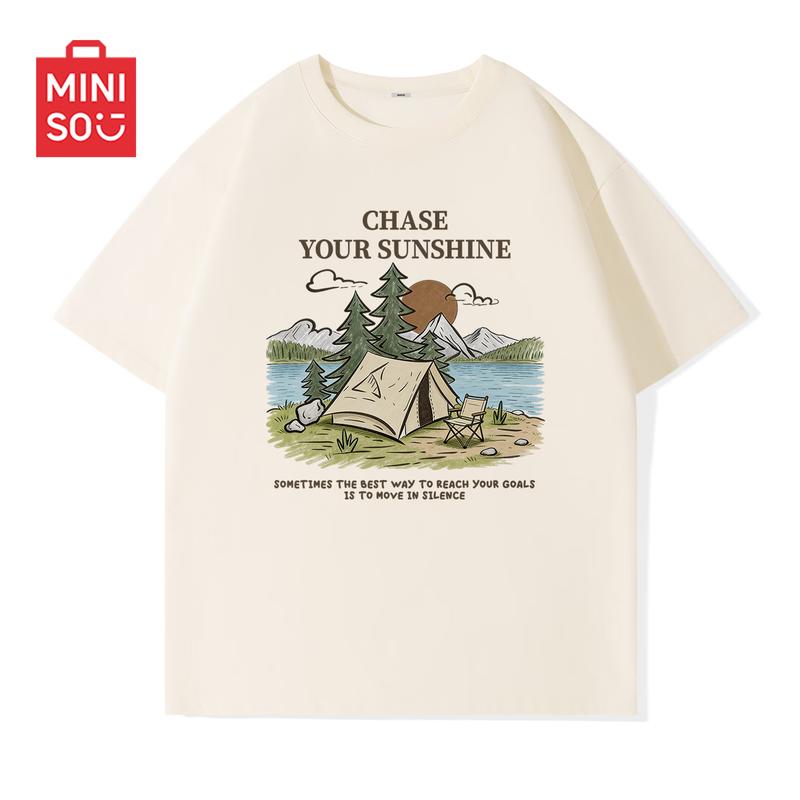 MINISO Men's Summer Loose Fit Crew Neck T-Shirt