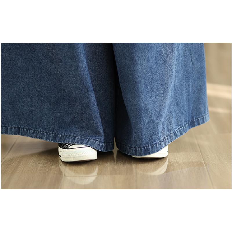 DIMANAF 2025 Autumn Winter Plus Size Jeans Women Clothing Blue Fashion Lady Loose Long Pants Big Pockets