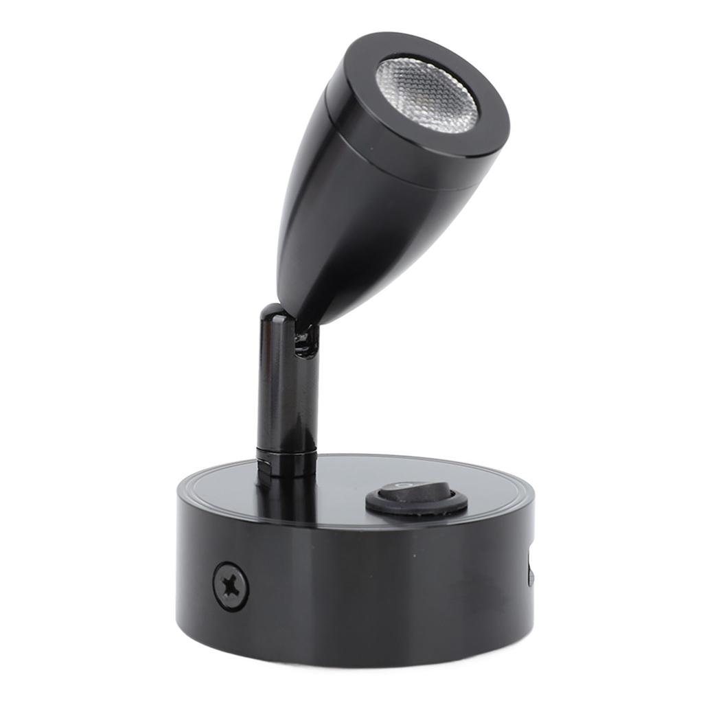 DC10‑30V LED RV Bedside Lamp Aluminum Alloy High Brightness RV Reading Light for Yachet Boat Black