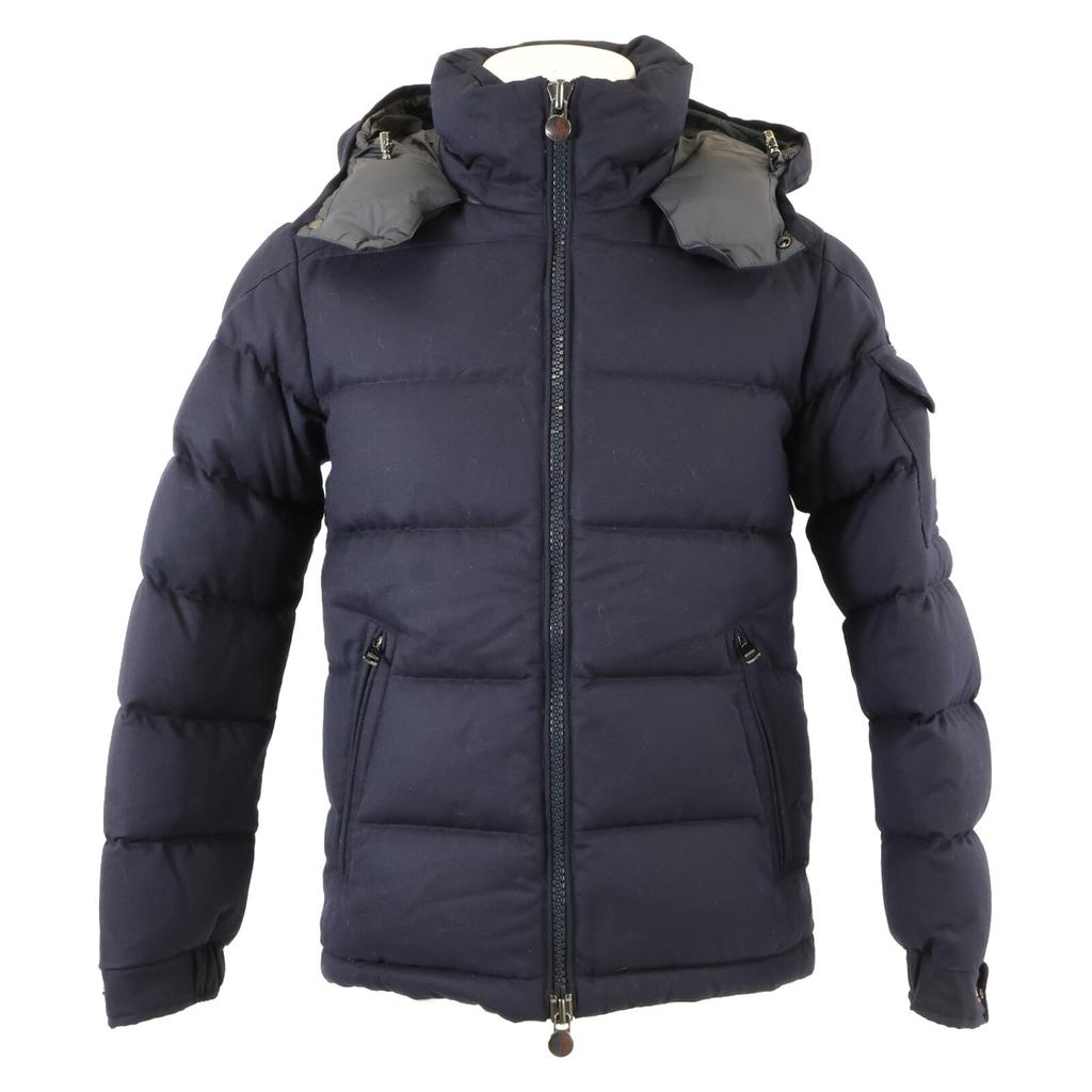 Moncler [Stan dobry/krajowy regularny] MONTGENEVRE wełniana kurtka puchowa z kapturem Kurtka 0 GranatowaUżywana