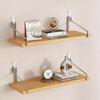 Partition Rack Wooden Material Wall Shelf Wall Mounted No-Punch Design Wall Display Hanging Organizers Bookshelf Wall Display