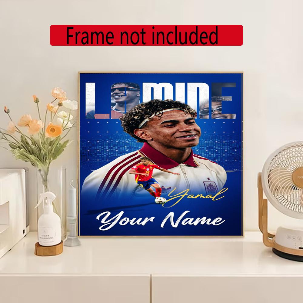Lamin Yamal Personalized Name Round Diamond Painting Kit Diamond Embroidery Painting Rhinestones Mosaic Frameless Handwork Decoration Arts