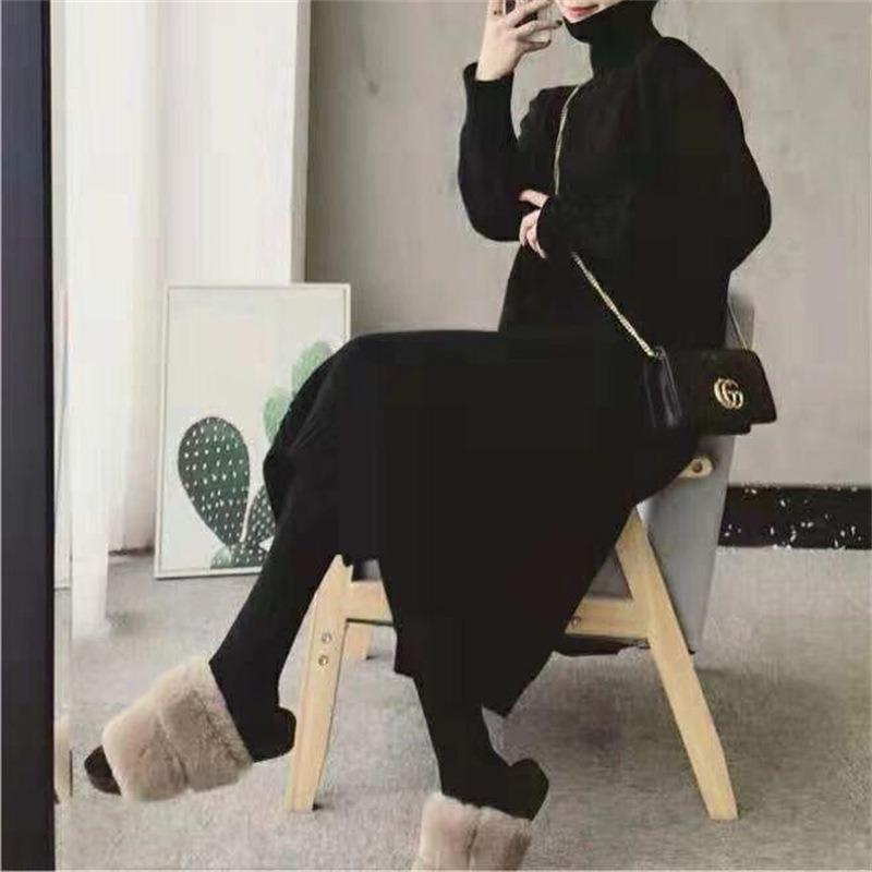 JKASHDK Women's Fashion Casual Fall Winter Solid Color Print Long Sleeve High Neck Sweaters