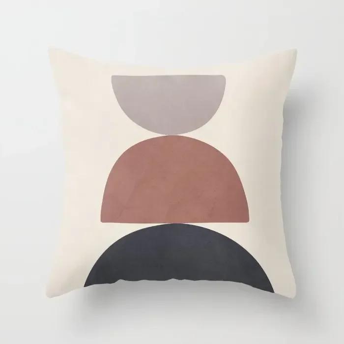 Modern Abstract Pink Brown Geometric Pillowscase Fashion Decorative Pillows Cover Livingroom Sofa Cushions Cover 45*45cm