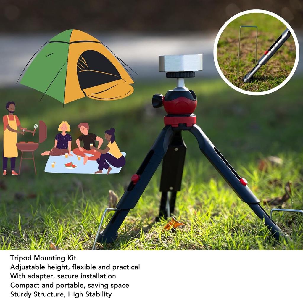 Foldable Adjustable Height and Tilt Mount Stand for Mini Tripod Mount with Adapter, Mini V4 Tripod Mounting Kit (Silver Adapter)