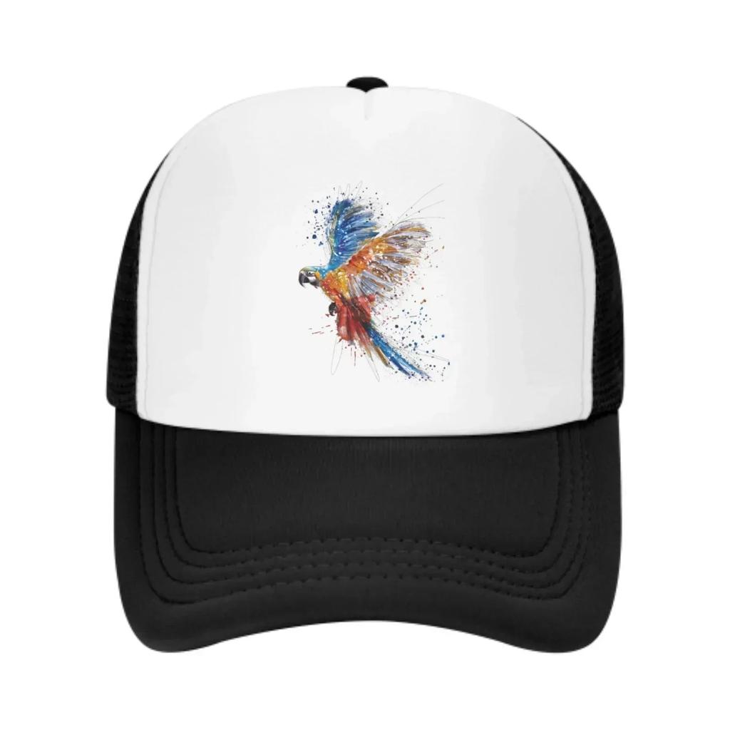 Colorful Bird Mesh Trucker Hats for Unisex Women Adjustable Casual Fashion Baseball Caps for Outdoor Activities
