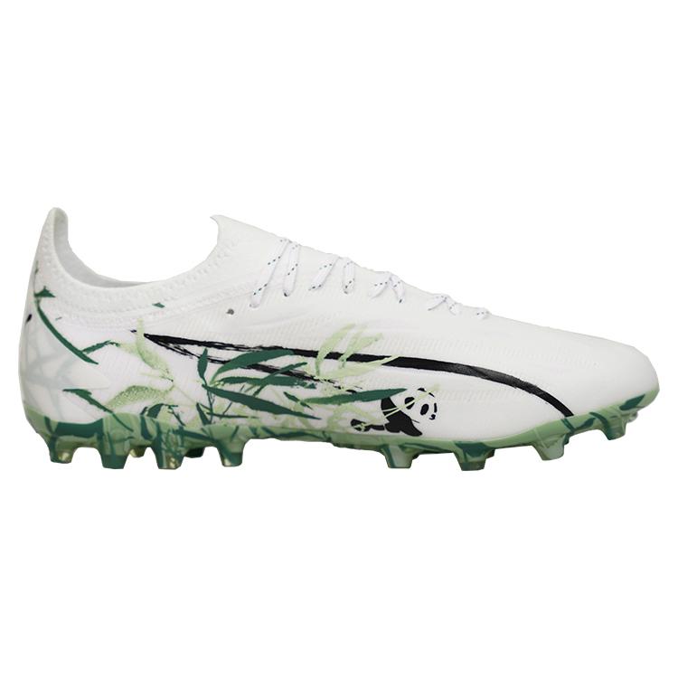 Puma Ultra Ultimate Panda Color MG (Rubber Short Stud) Artificial Turf Durable Lightweight Soccer Shoes Unisex Soccer Shoes White Green 108104-01