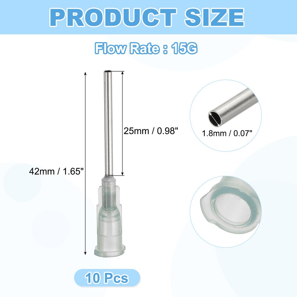 10 Pcs Blunt Tip Dispensing Needle Stainless Steel Dispensing Tips with Luer Lock Dispenser Needle for Measuring Refilling Inks