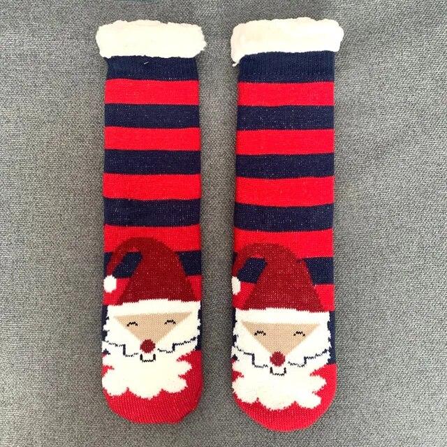 Winter Warm Socks Women Plush Soft Female Non Grip Floor Slippers Short Sock Fuzzy Fluffy Deer Elk Bear Christmas Gift