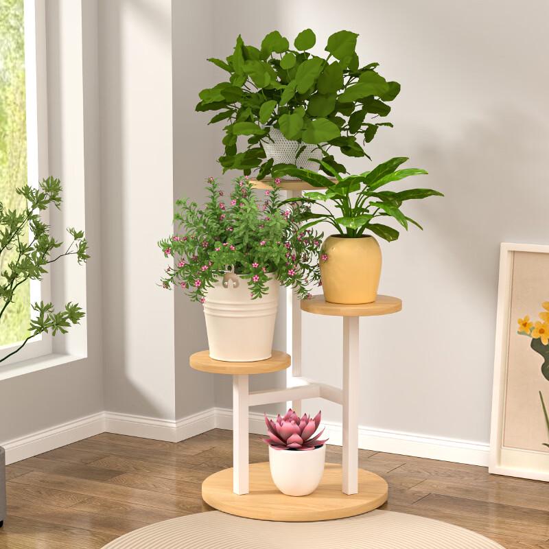 Shixun Minimalist Multi-Tier Iron & Wood Flower Stand