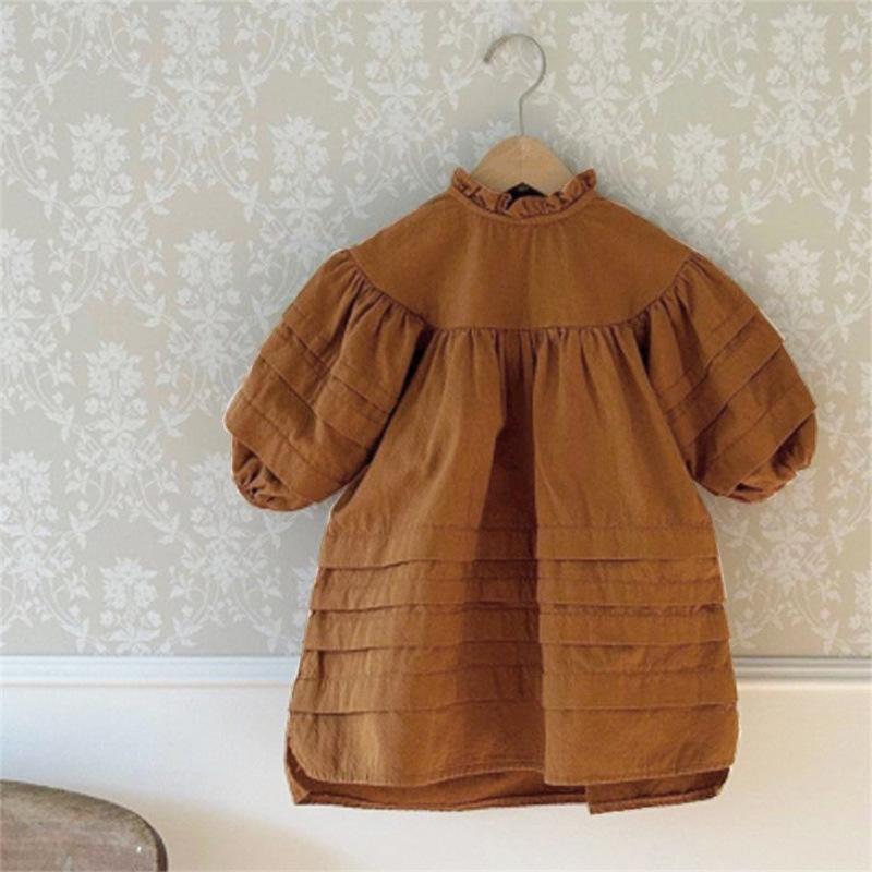 Korean Autumn Lace Embroidered Mother-Daughter Princess Dress with Lotus Leaf Design