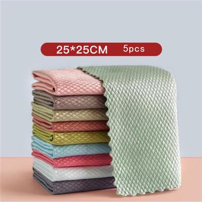 Household Cleaning Cloth Plain Fish Scale Rag Absorbent Cleaning Towel