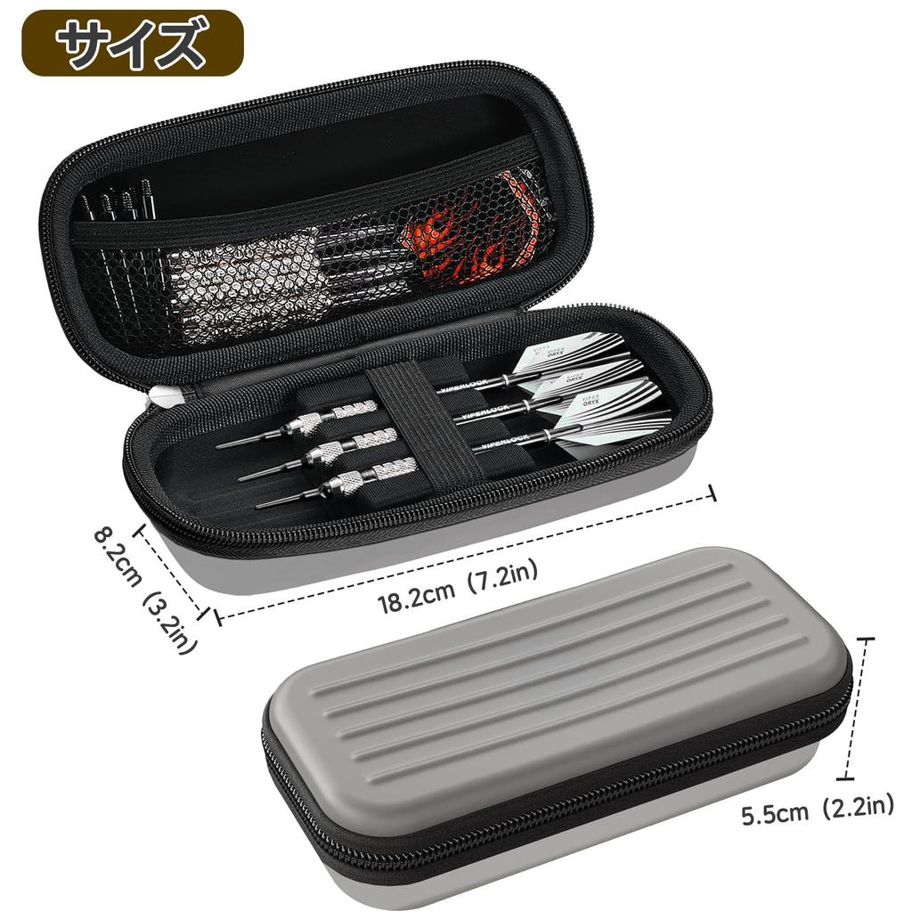 Mocamoro Darts Case for Darts EVA Shockproof Carrying Case for 3 Darts Gray 3-16