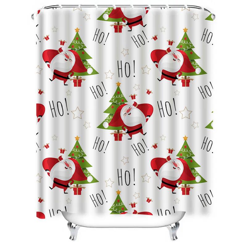 TU Festive Christmas Shower Curtain Waterproof Holiday Decor Reindeer Pattern XMAS Bathroom Set Holiday Gift Cozy Vibes Modern S