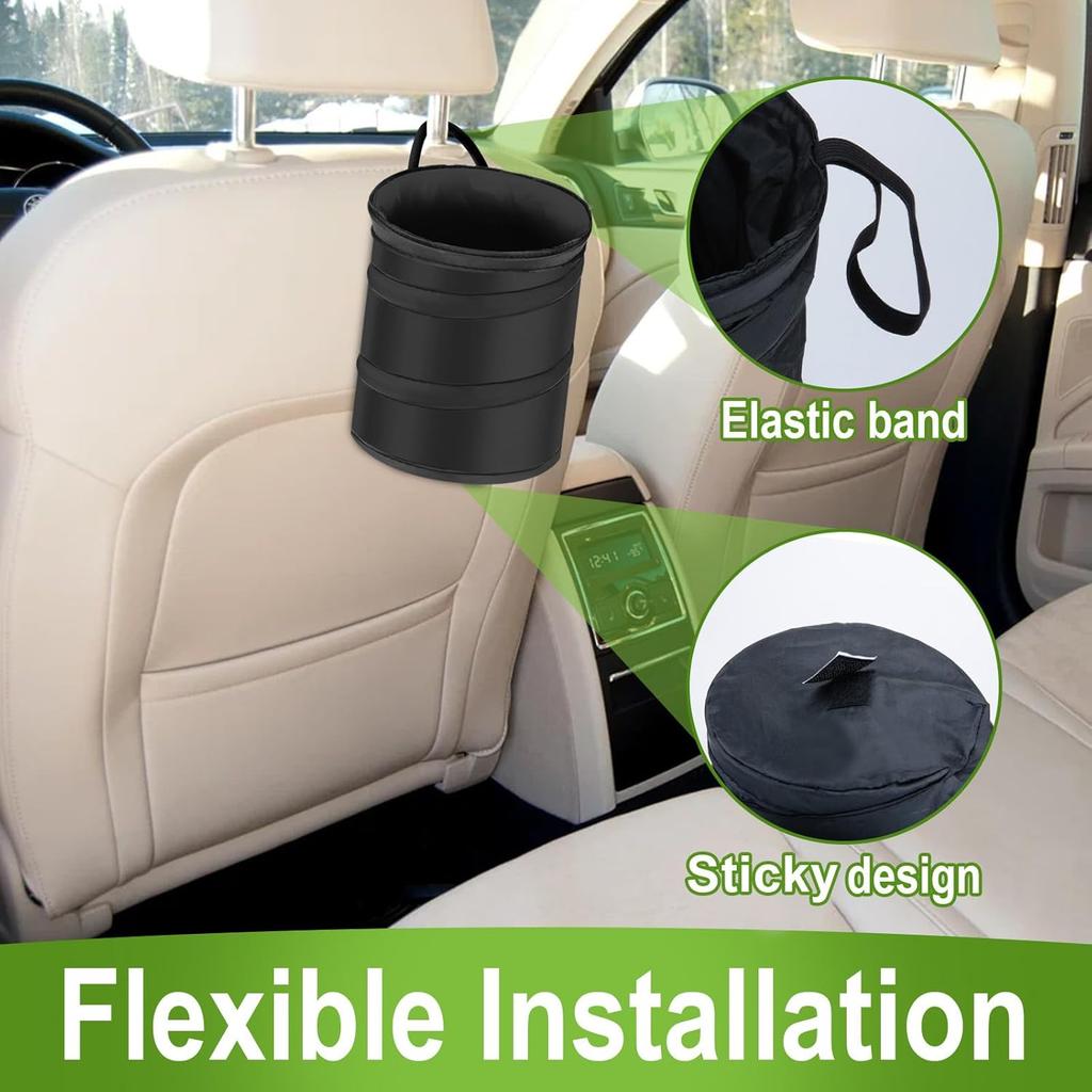 2 PCS Car Trash Can, Collapsible Pop-Up Car Garbages Can, Portable Garbage Bin With Elastic Band, Small Garbage Can For Back Seat Front Seat, For