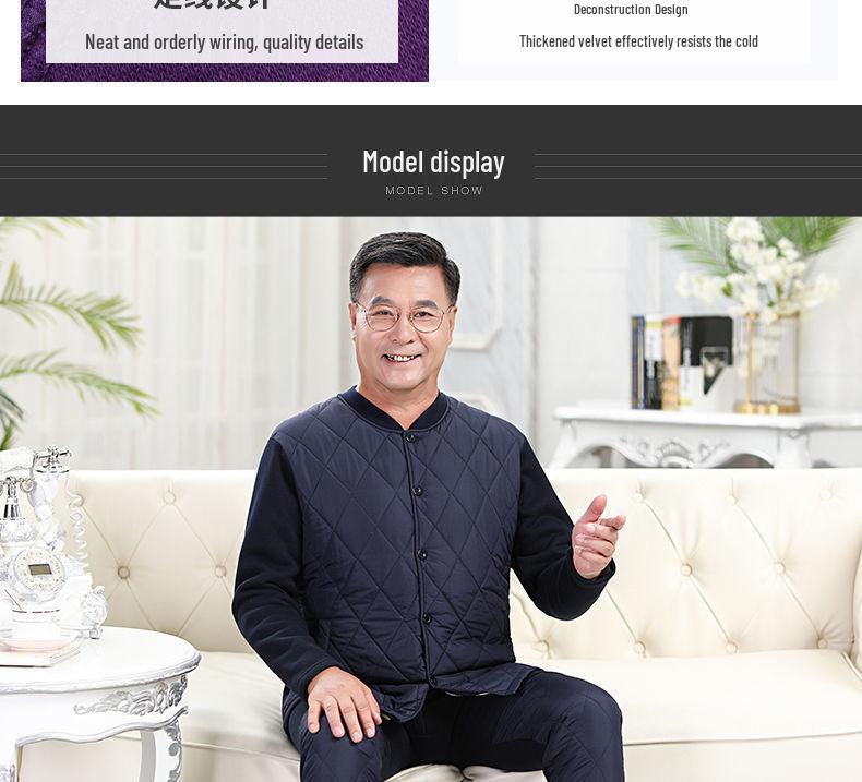 Premium Extra-Thick Winter Thermal Set for Middle-Aged and Elderly: Men's & Women's Velvet-Lined, Thick Warm Cardigan.