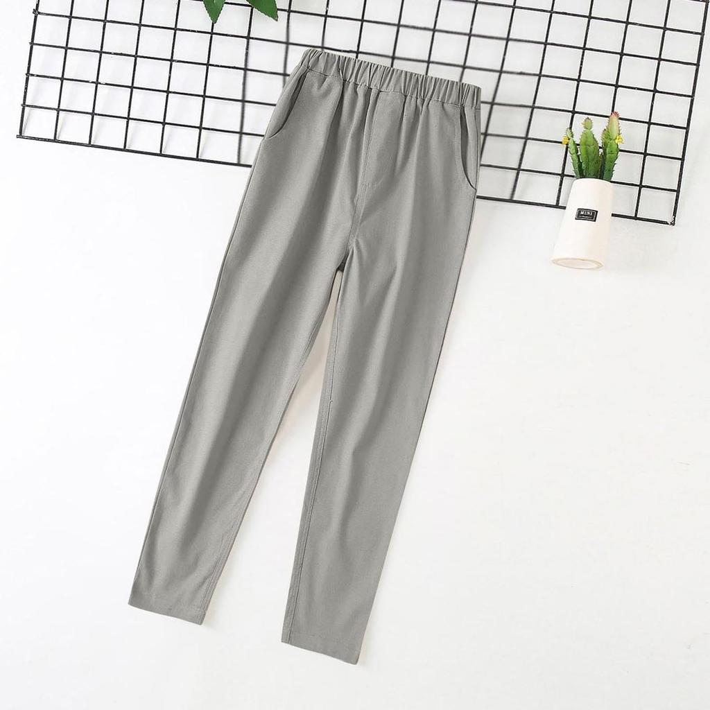 Children's Suit Pants With Elastic Waist And Pockets -Color Long Pants