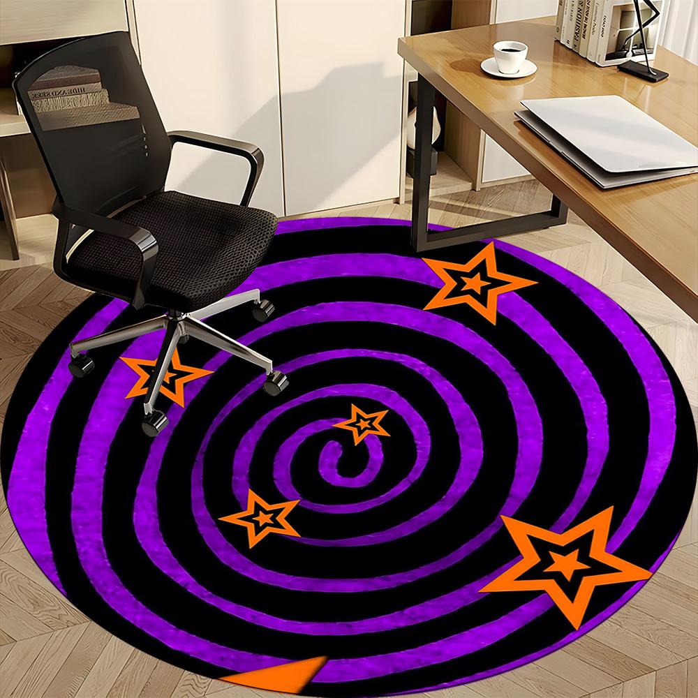 1pc Spiral Stars Office Round Area Rug, Indoor Mat Suitable ForOffice, Under Office Chairs Bedroom Living Room Home Decor T197