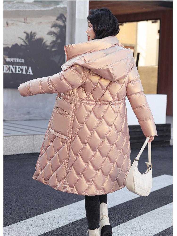 Buzunar mare, cu glugă, cu șnur, rezistentă la vânt, de lungime medie, din bumbac, haină pufă, îmbrăcăminte de iarnă