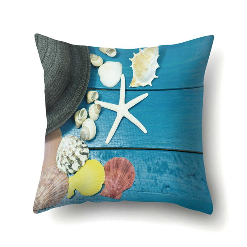 45*45cm Beach Vacation Style Sea Shell Deck Pillowcase Sofa Office Home Decor