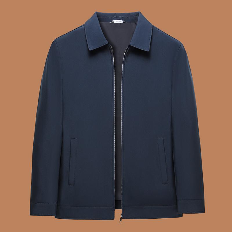 Spring and Autumn Lapel Jacket Men's Executive Business Jacket Zipper Solid Color Versatile Jacket