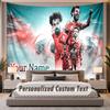 Custom Name Text Tapestry Mohamed Salah Personalized Polyester Wall Tapestry For Bedroom And Room