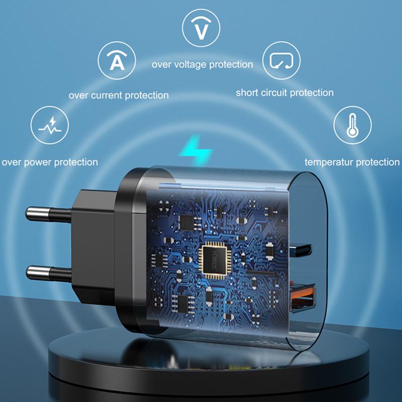 PD12W 5V/2.4A Type-C Mobile Charger with EU/US/UK Adapter