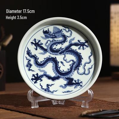 Vintage Blue & White Ceramic Teapot Tray