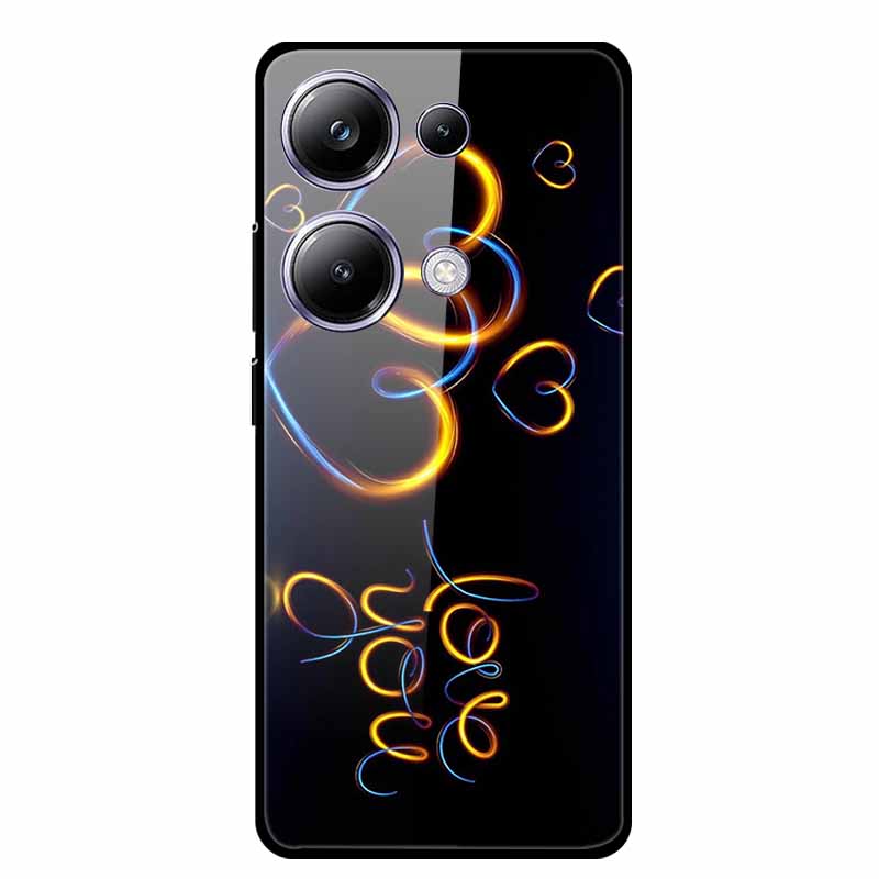 Glass Back Cover For Poco M6 Pro 4G Case M 6 M6Pro Hard Tempered Glass Case For Xiaomi Redmi Note 13 Pro Phone Case Soft Bumper