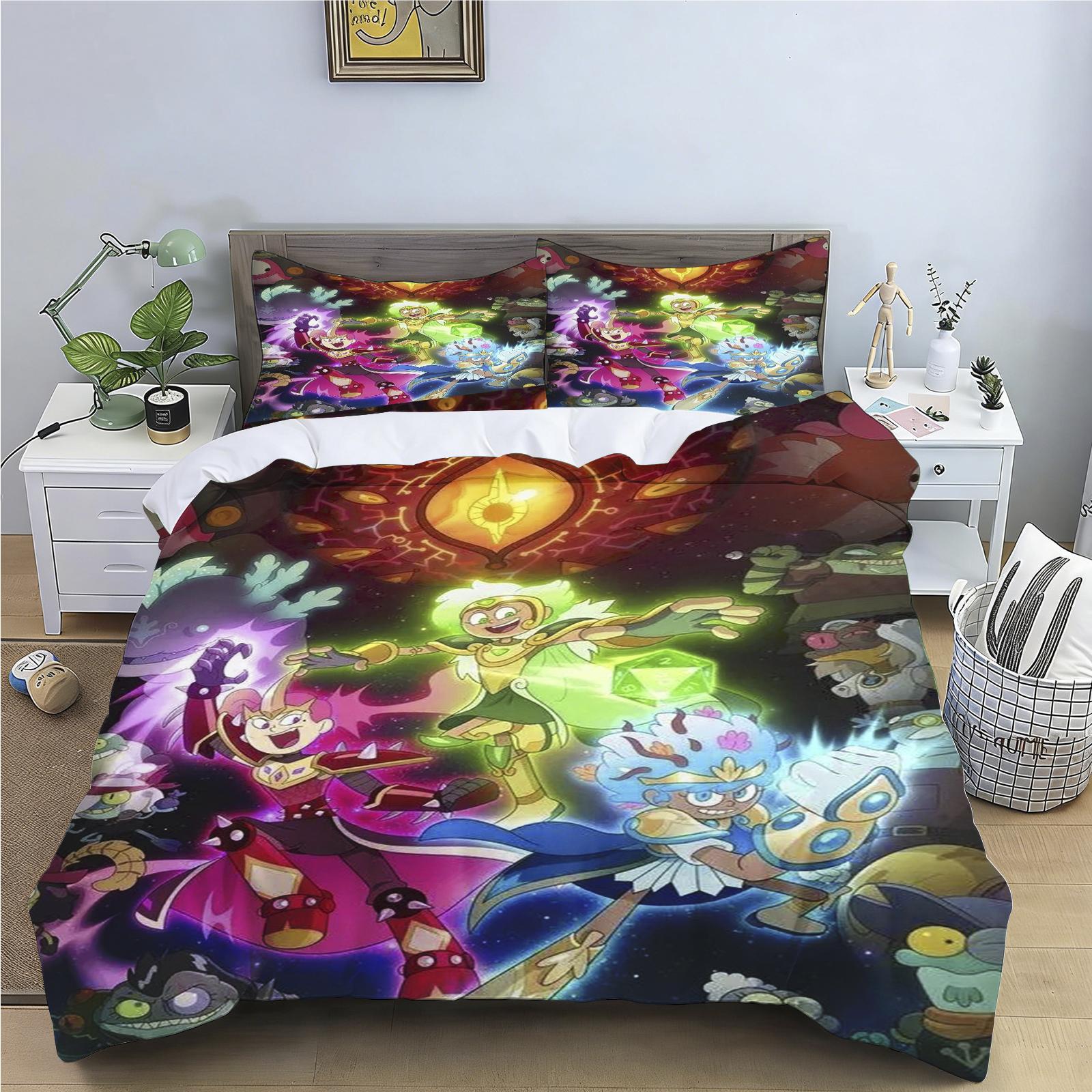 Ensemble de literie AMPHIBIA Dessin Animé Respirant et Doux Housse de Couette Linge de Lit Linge de Maison Cadeau pour Enfants 90×200cm